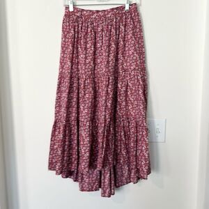Xirena Floral Hi/lo Tiered Midi Skirt M